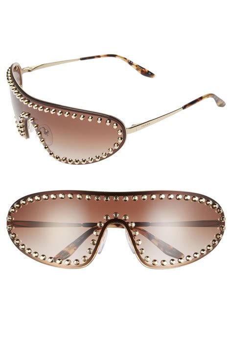 prada studded 170mm shield sunglasses|Prada 55mm square sunglasses.